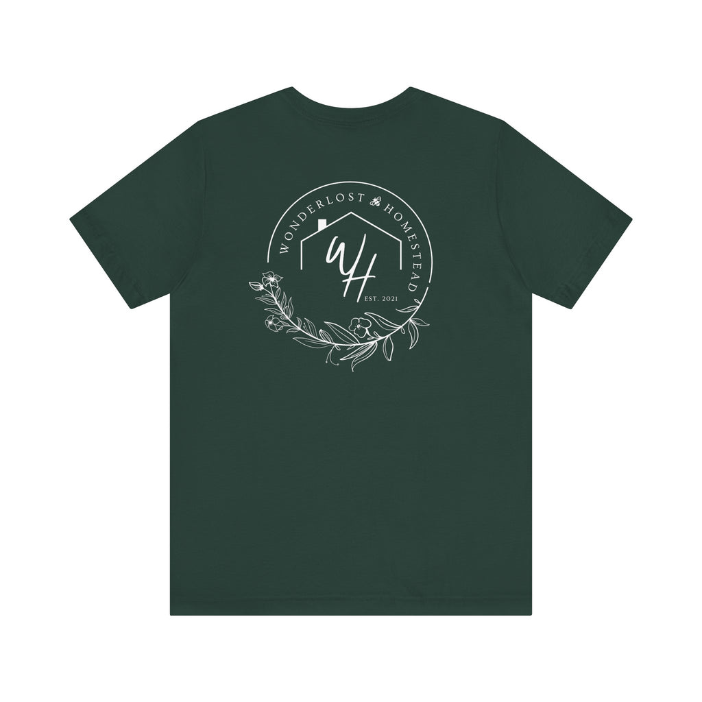 Unisex Short Sleeve T-Shirt, White Logo (Front/Back Designs)