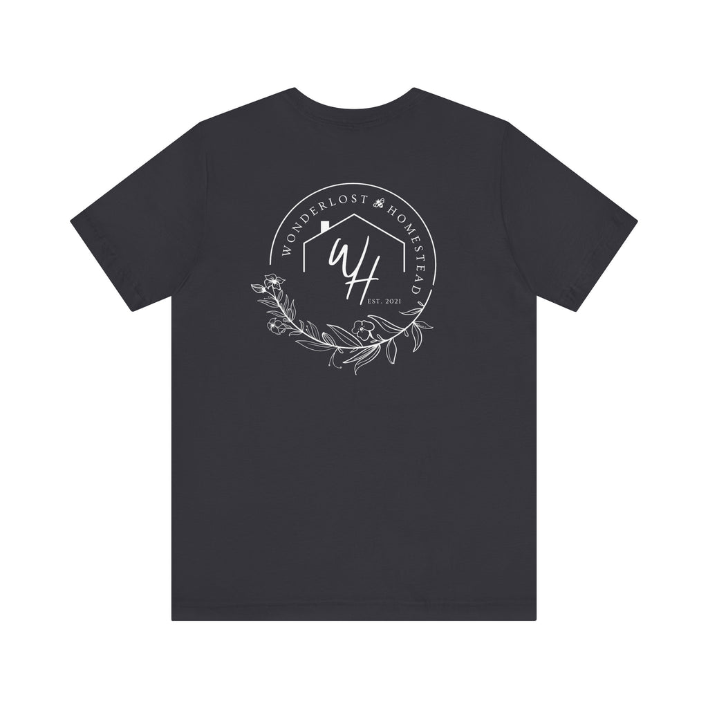 Unisex Short Sleeve T-Shirt, White Logo (Front/Back Designs)