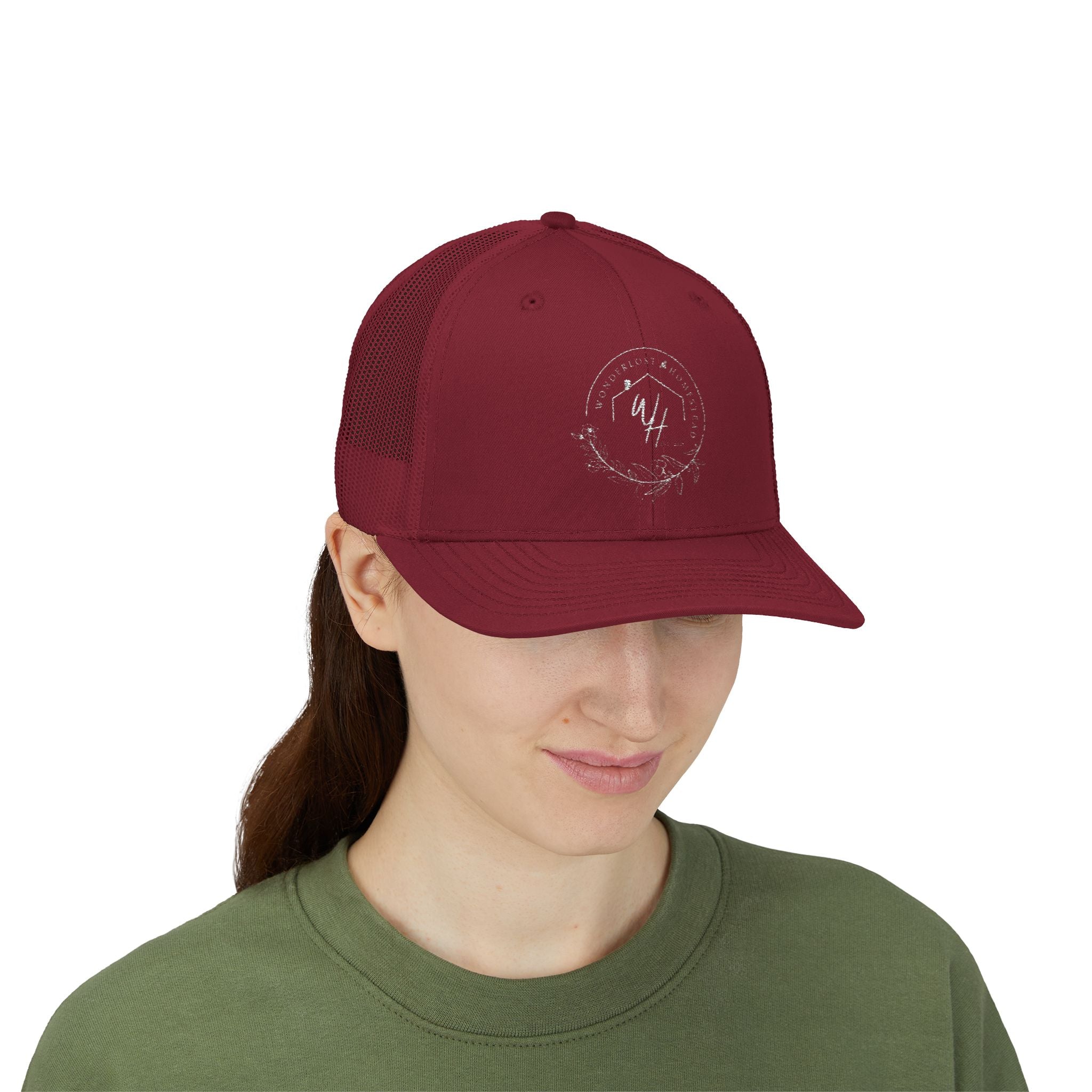 Snapback Trucker Cap, White Logo