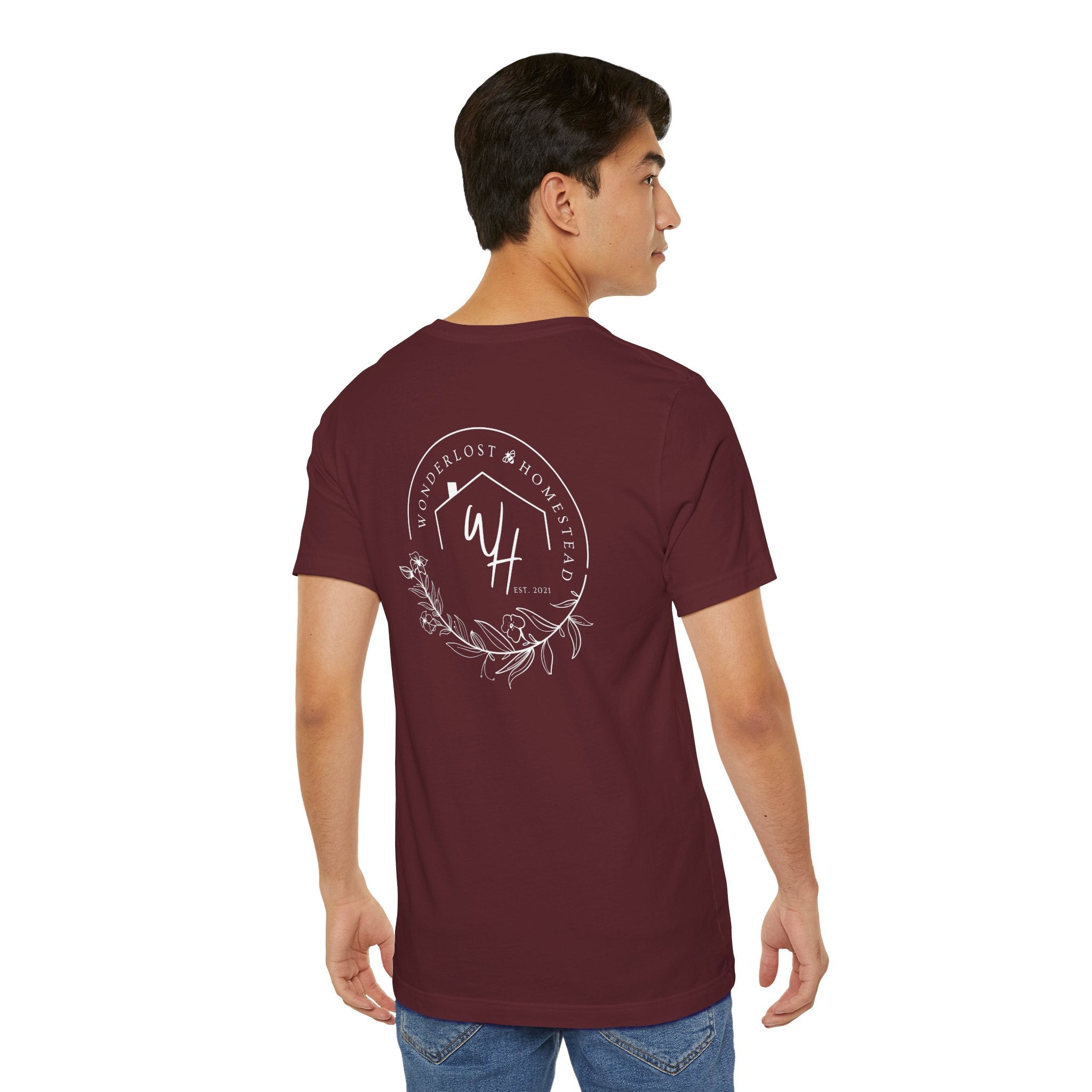 Unisex Short Sleeve T-Shirt, White Logo (Front/Back Designs)