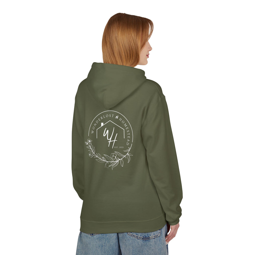 Unisex Hoodie, White Logo (Front/Back Designs)