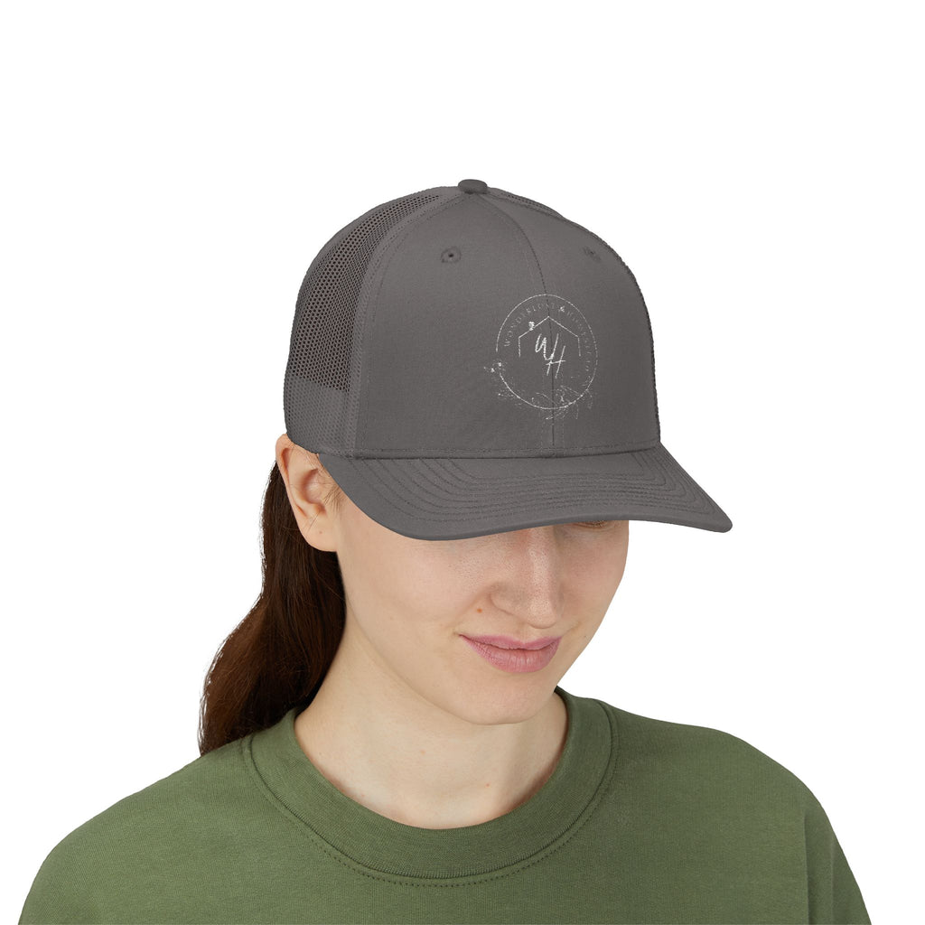 Snapback Trucker Cap, White Logo