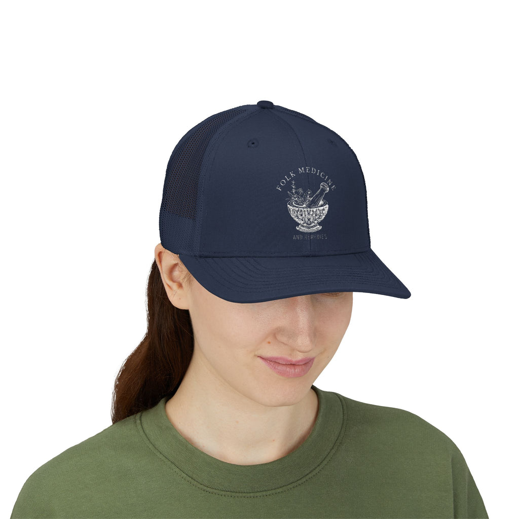 Snapback Trucker Cap, White Logo