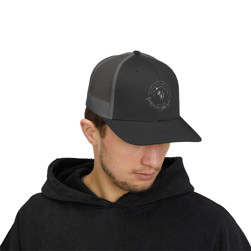 Snapback Trucker Cap, White Logo