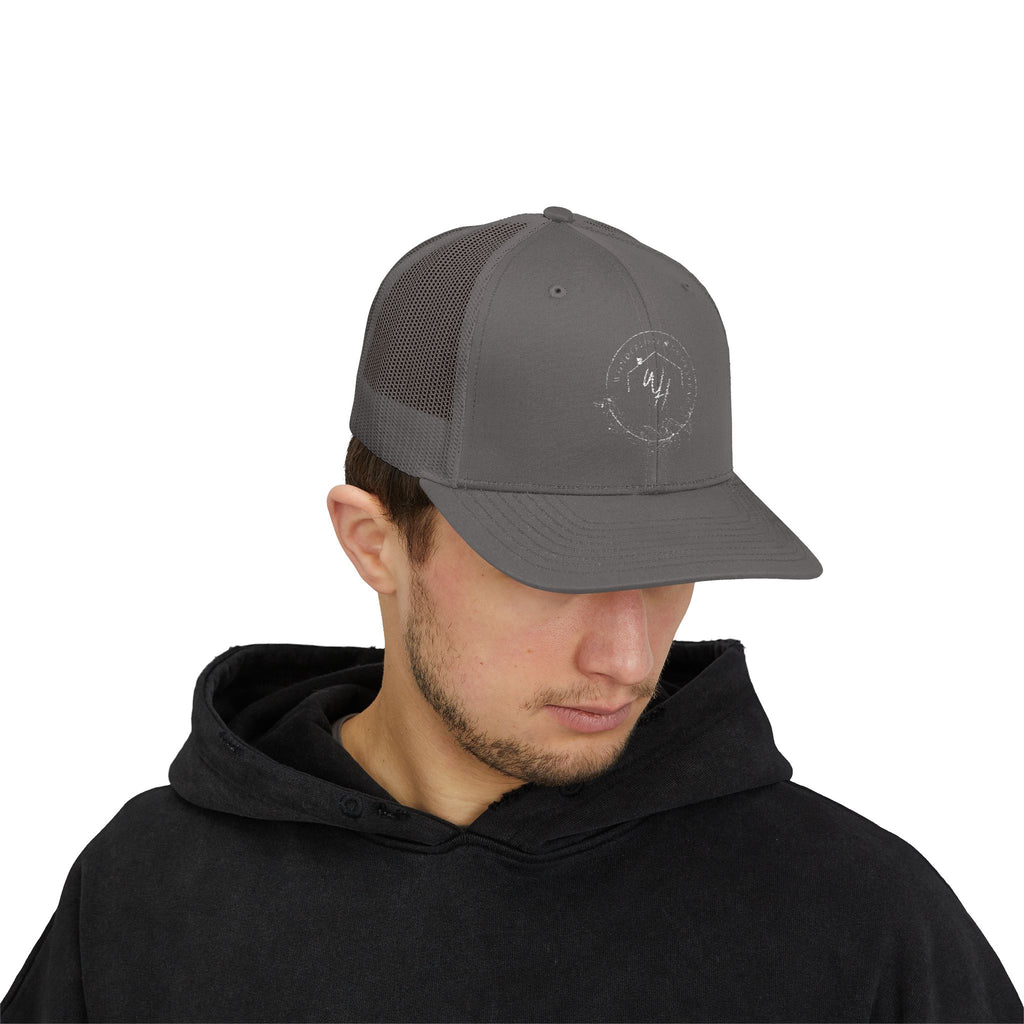 Snapback Trucker Cap, White Logo