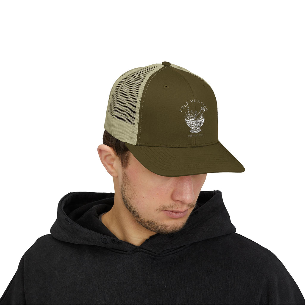 Snapback Trucker Cap, White Logo
