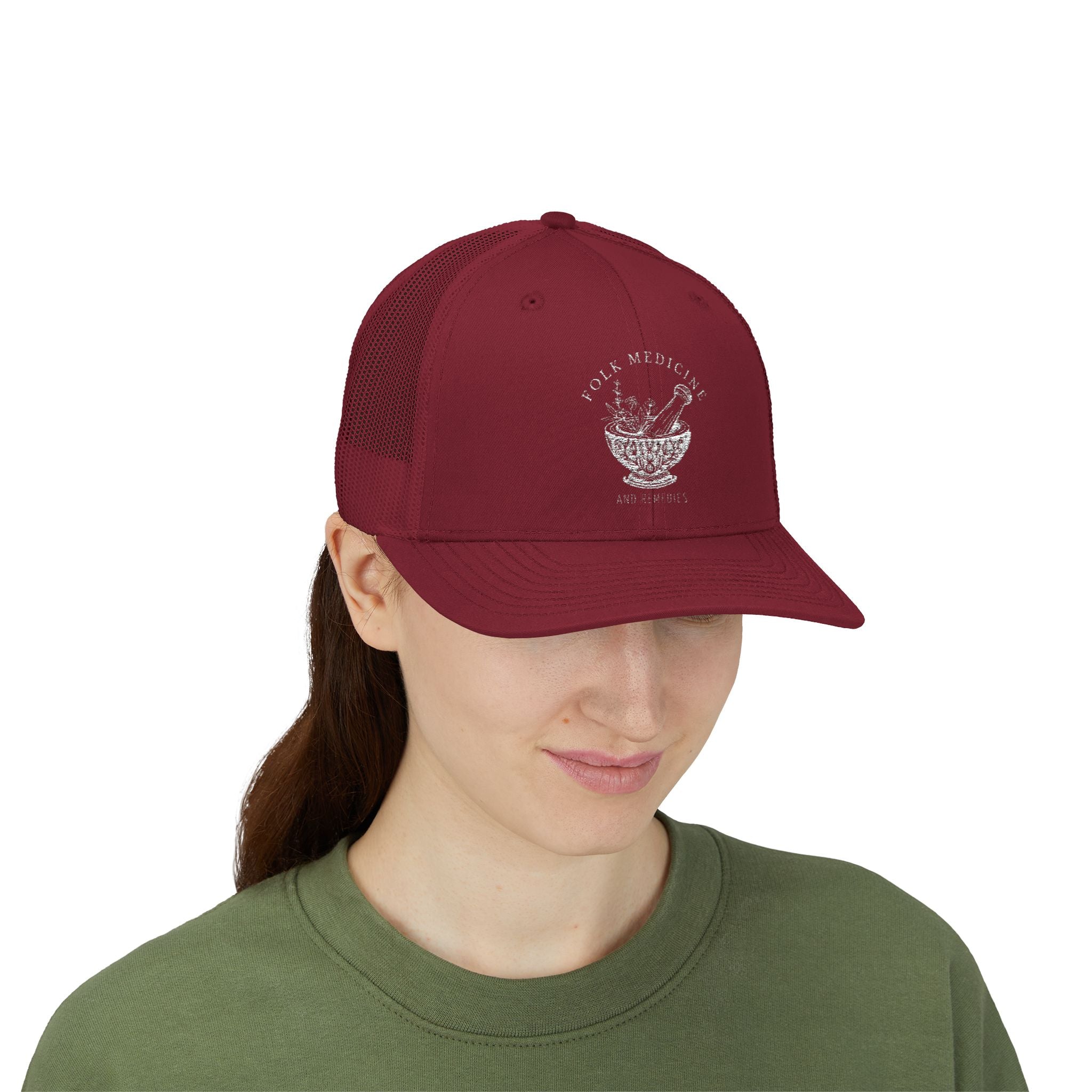 Snapback Trucker Cap, White Logo