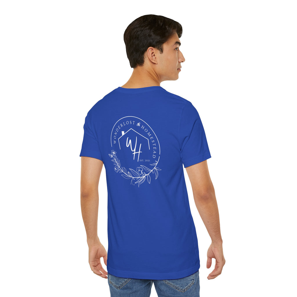 Unisex Short Sleeve T-Shirt, White Logo (Front/Back Designs)