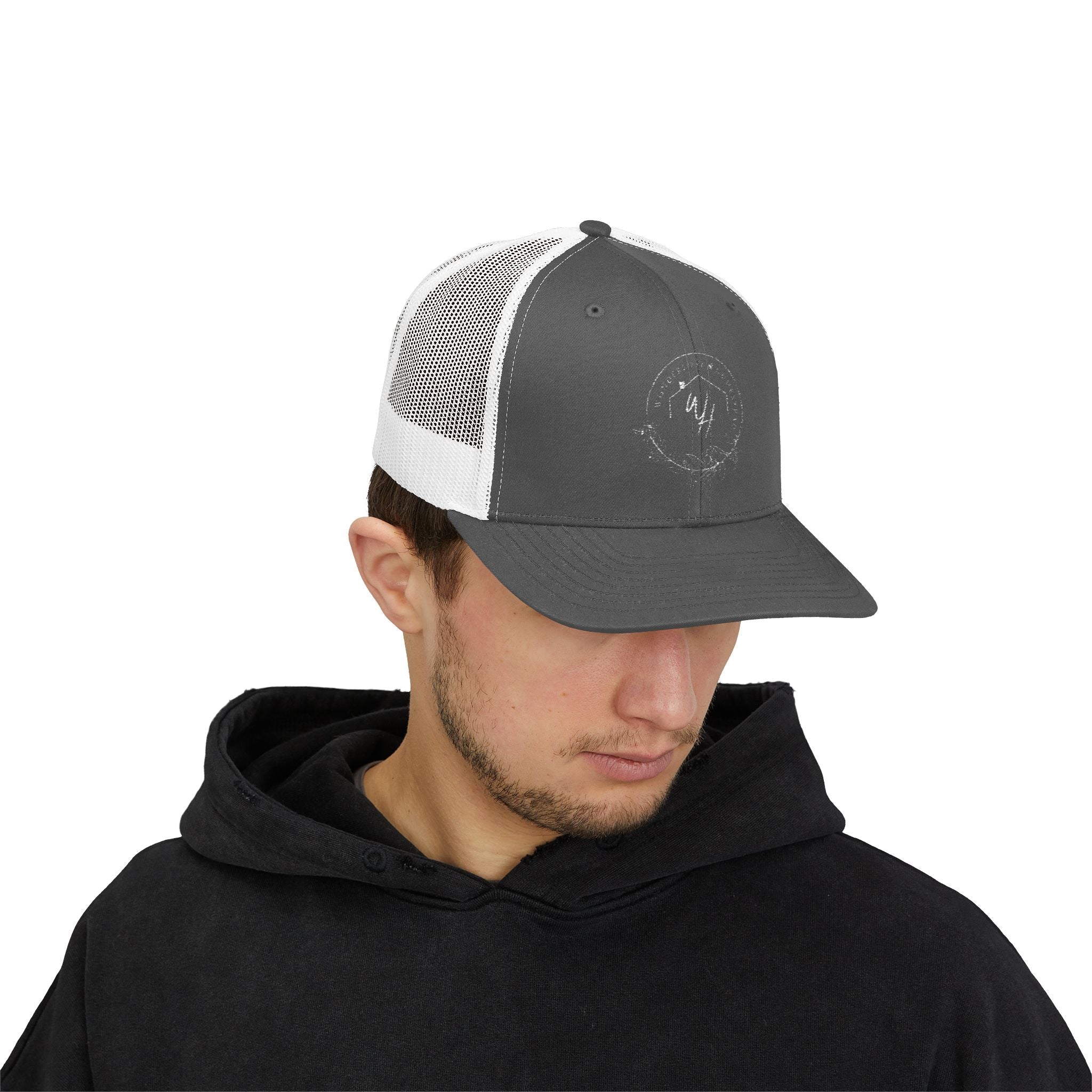 Snapback Trucker Cap, White Logo