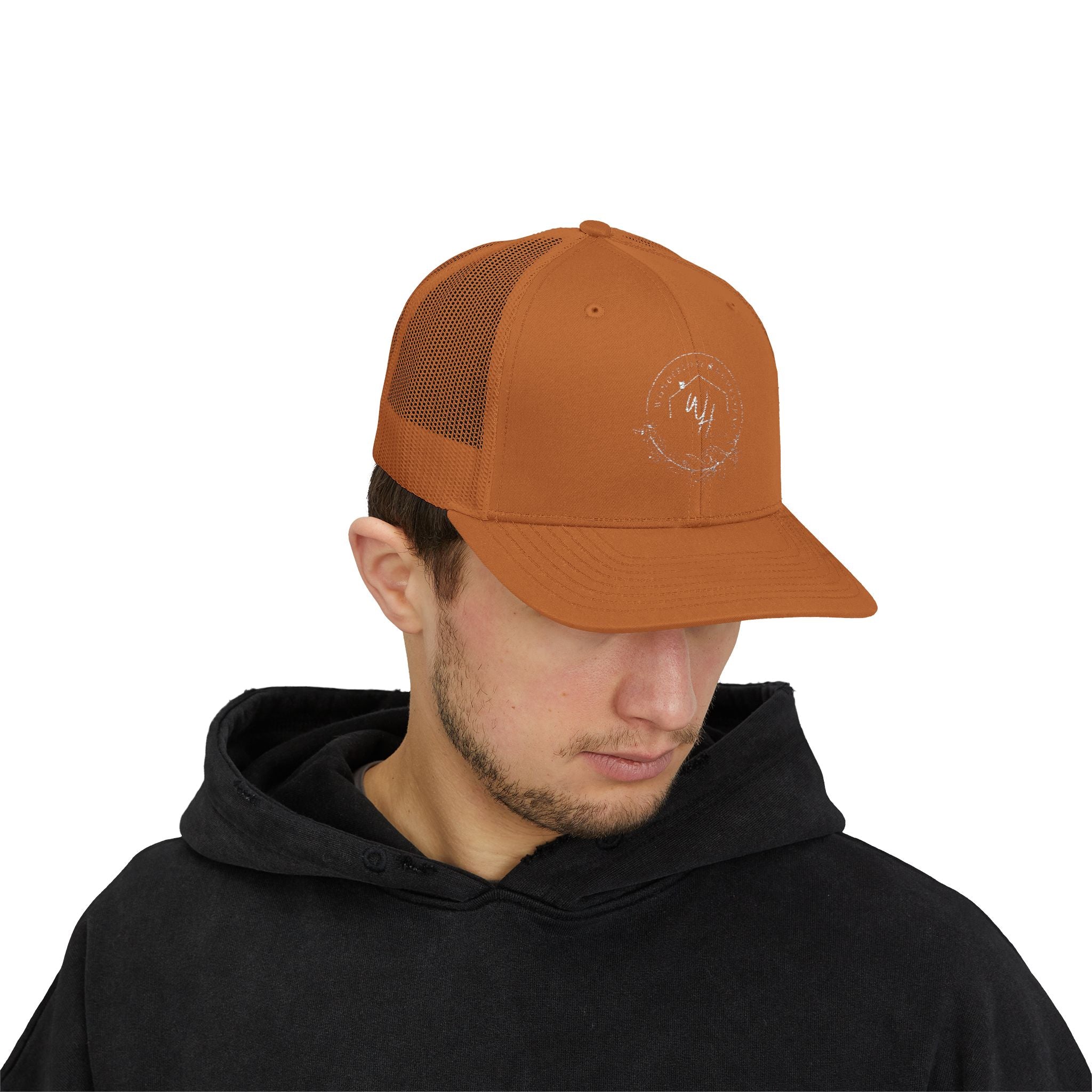 Snapback Trucker Cap, White Logo
