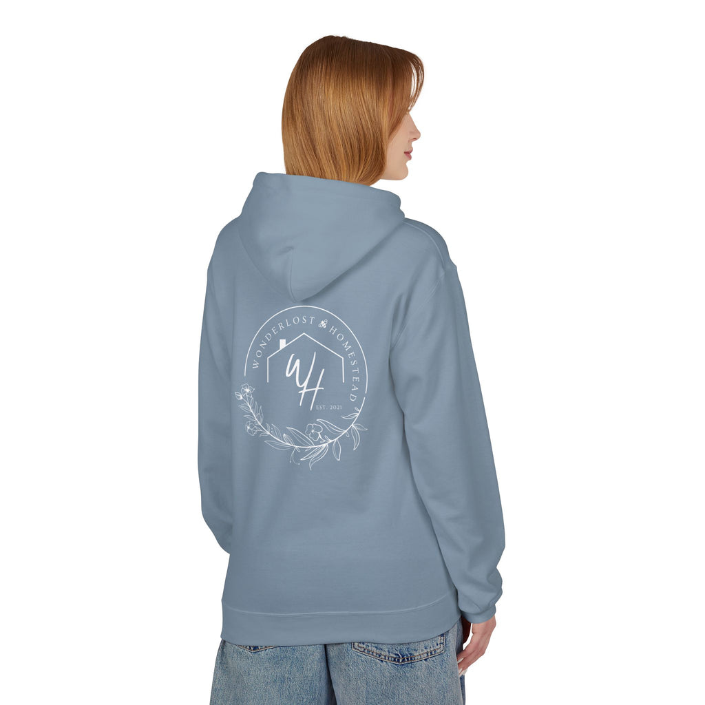 Unisex Hoodie, White Logo (Front/Back Designs)