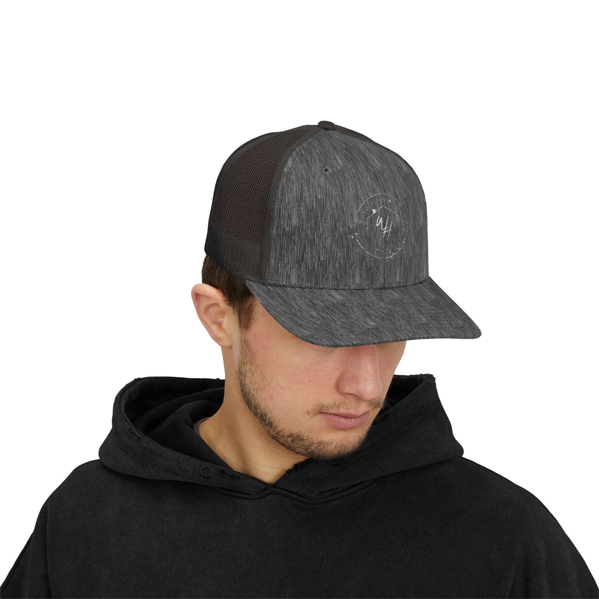 Snapback Trucker Cap, White Logo