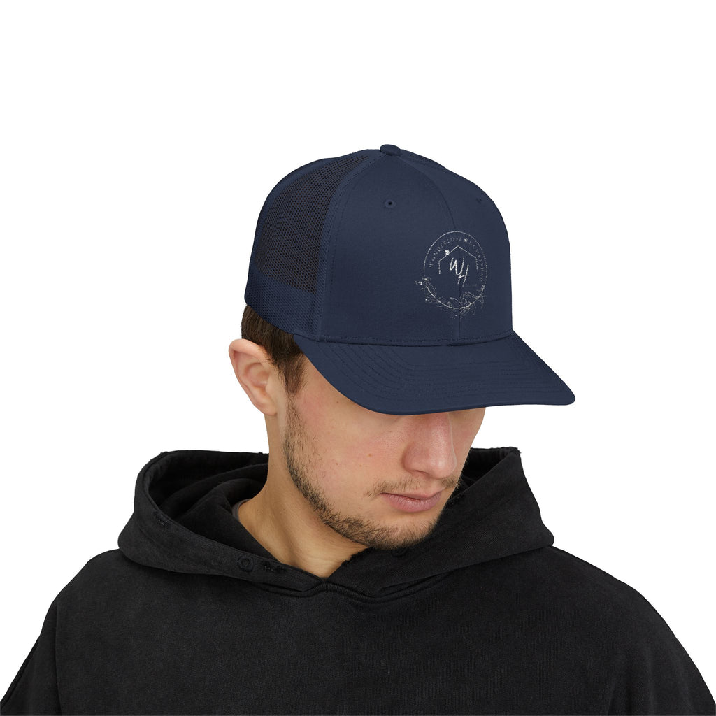 Snapback Trucker Cap, White Logo
