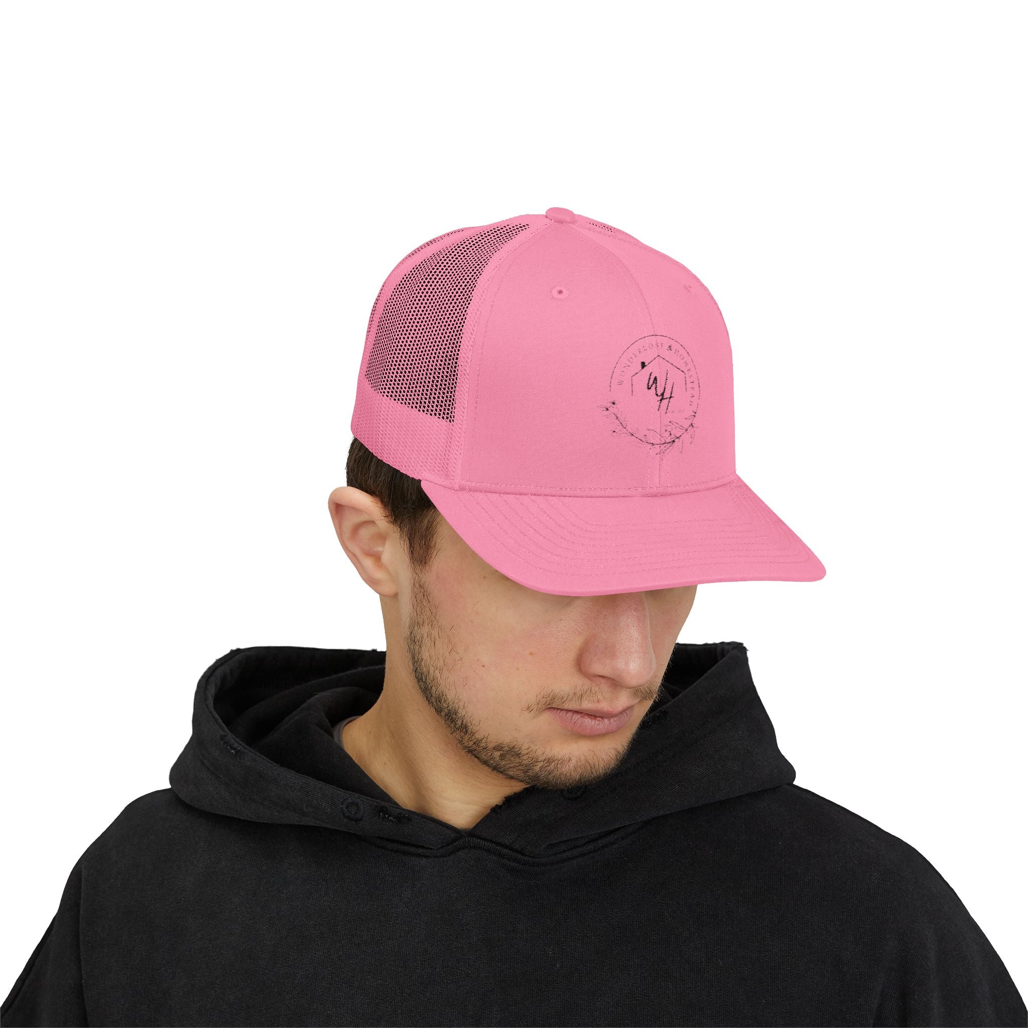 Snapback Trucker Cap, Black Logo