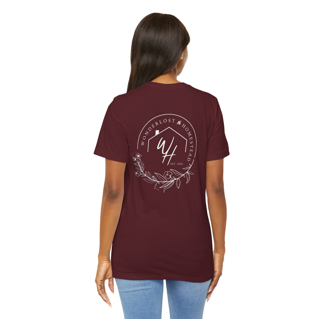 Unisex Short Sleeve T-Shirt, White Logo (Front/Back Designs)