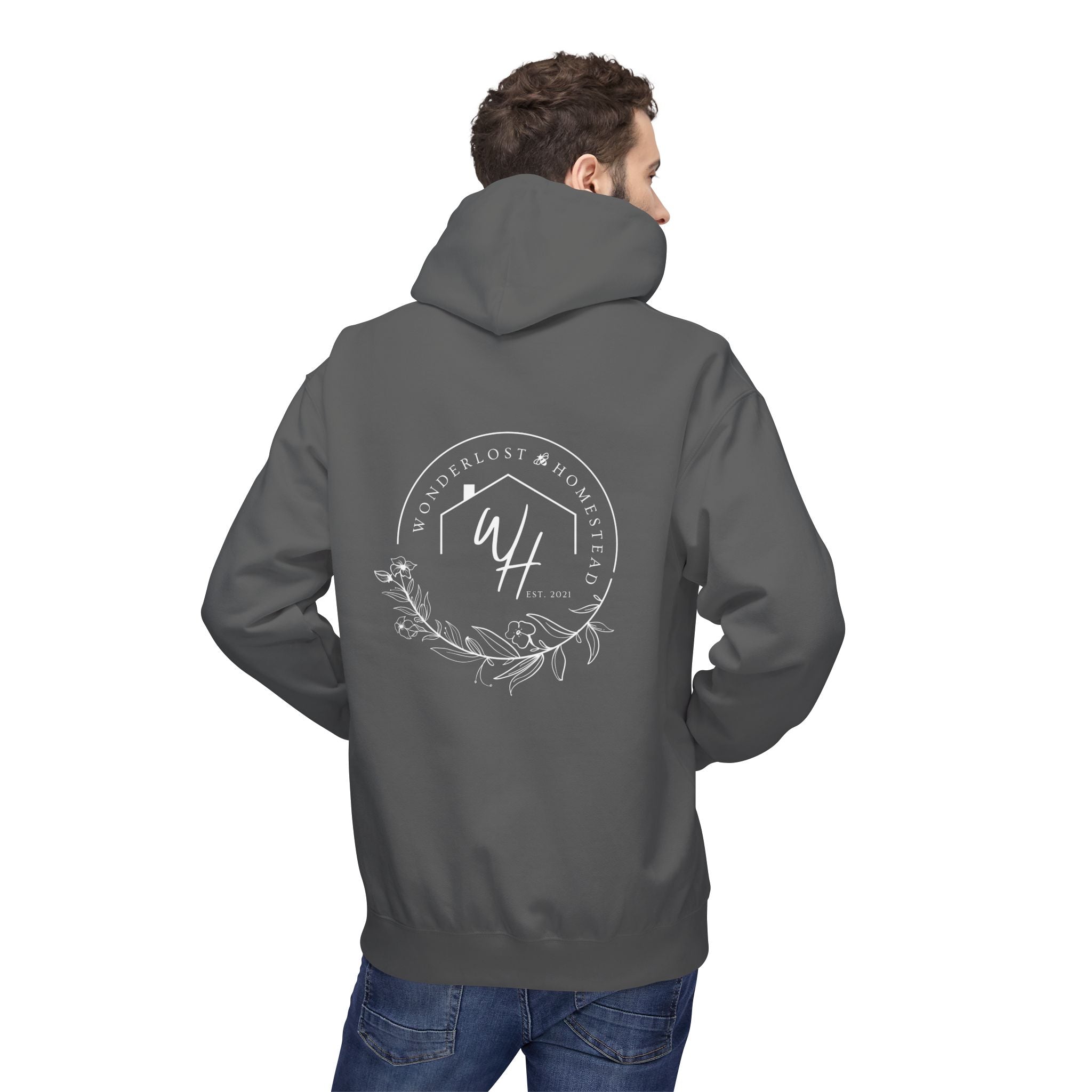 Unisex Hoodie, White Logo (Front/Back Designs)