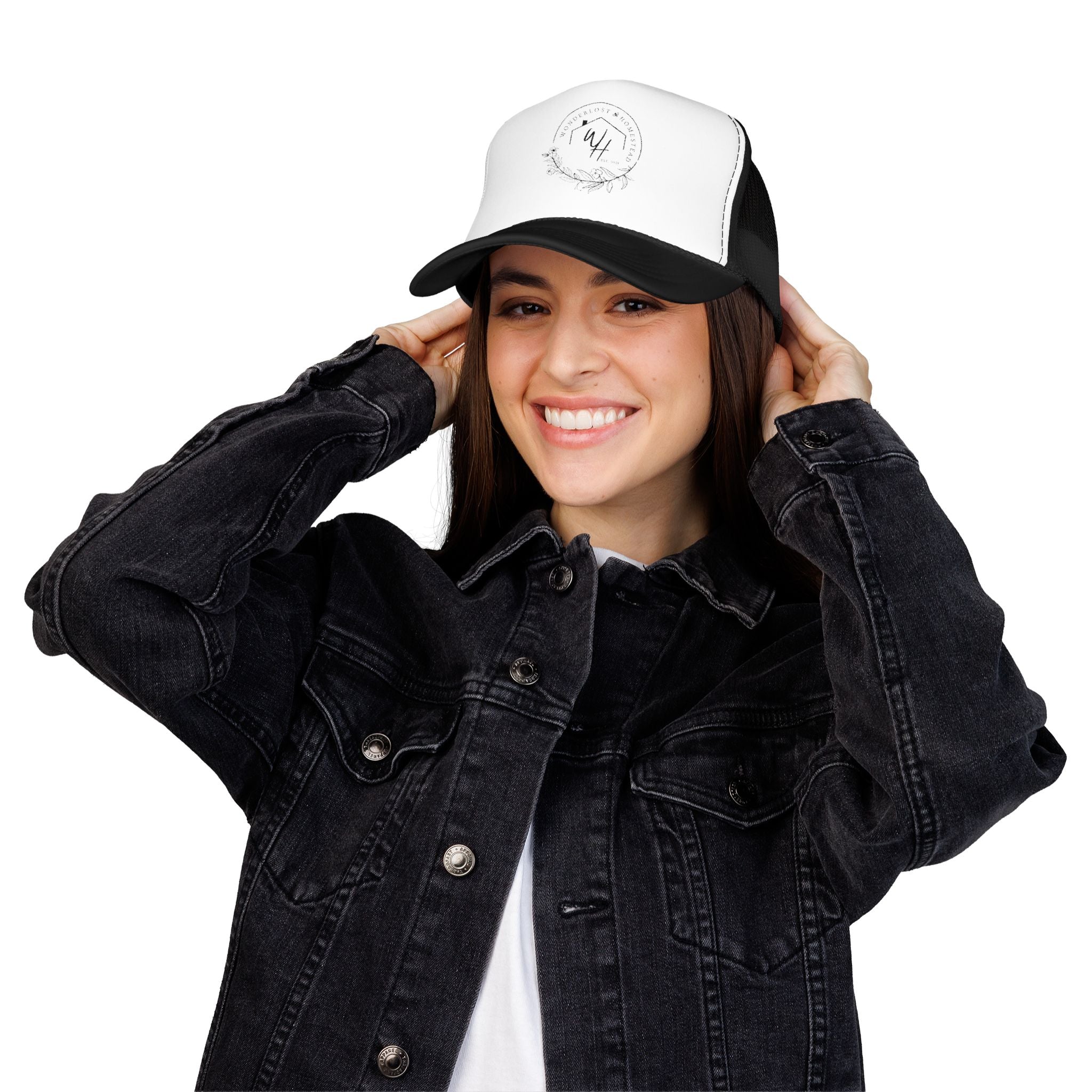 Foam Trucker Hat, Black Logo