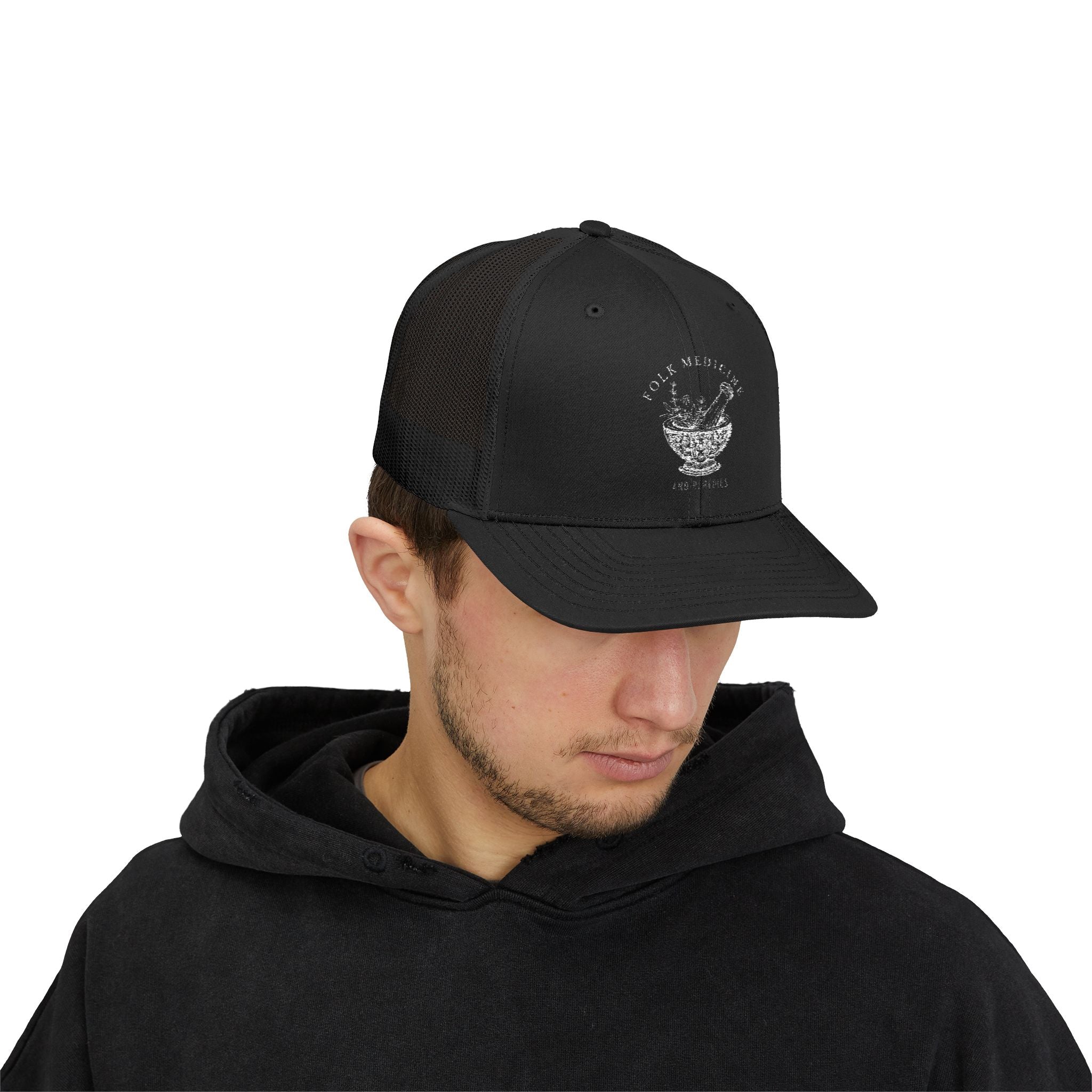 Snapback Trucker Cap, White Logo