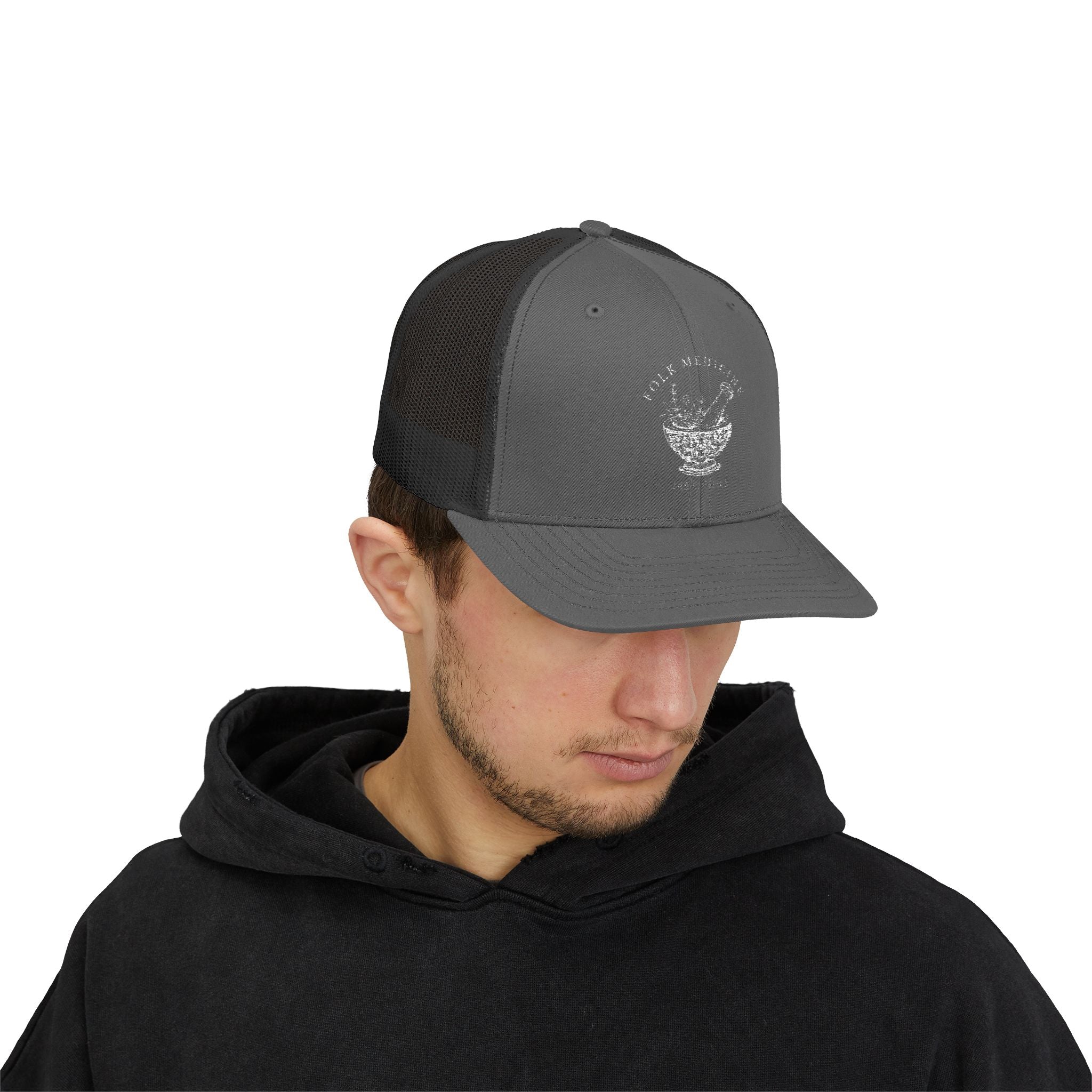 Snapback Trucker Cap, White Logo