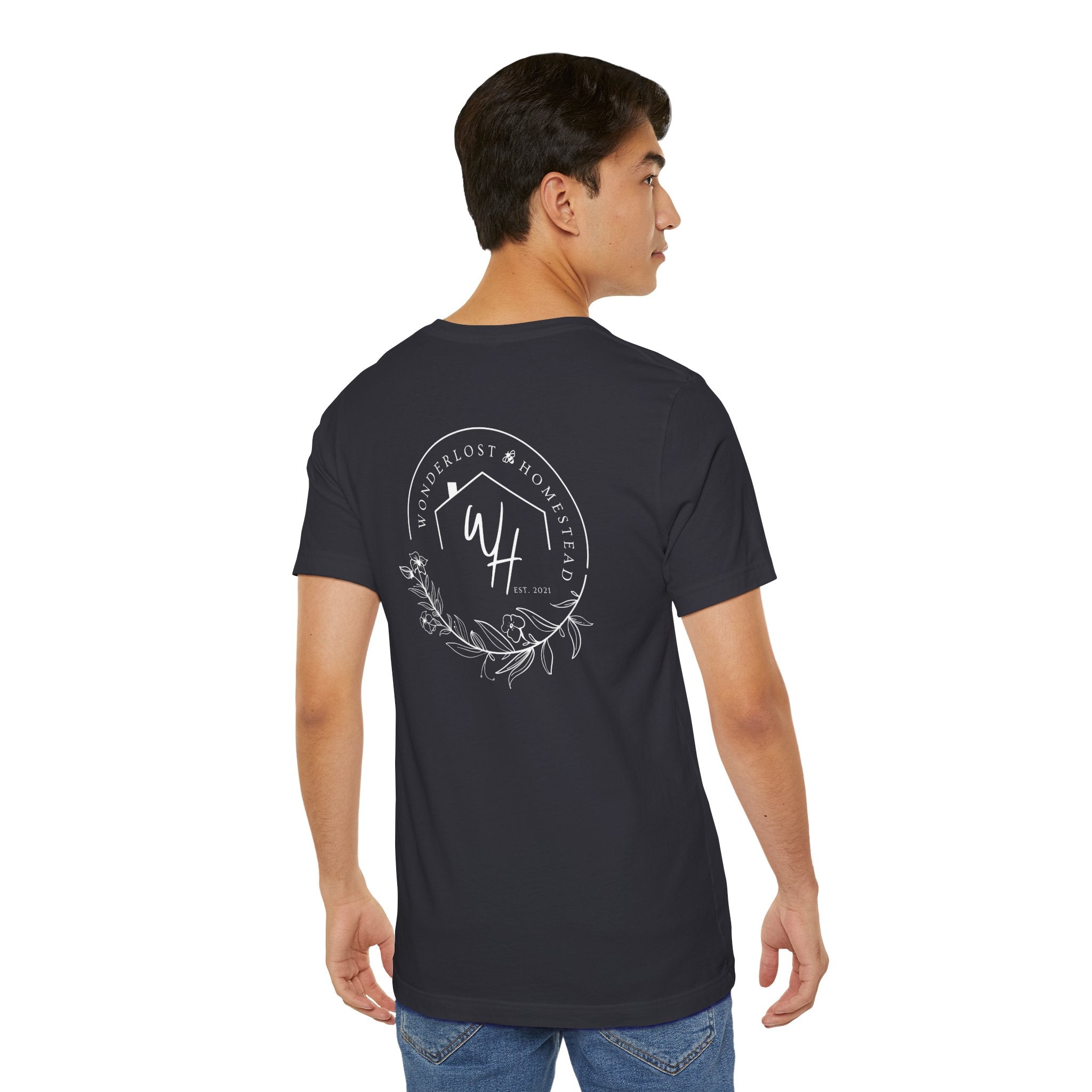 Unisex Short Sleeve T-Shirt, White Logo (Front/Back Designs)