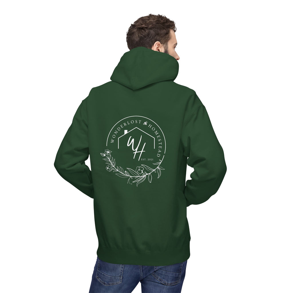 Unisex Hoodie, White Logo (Front/Back Designs)