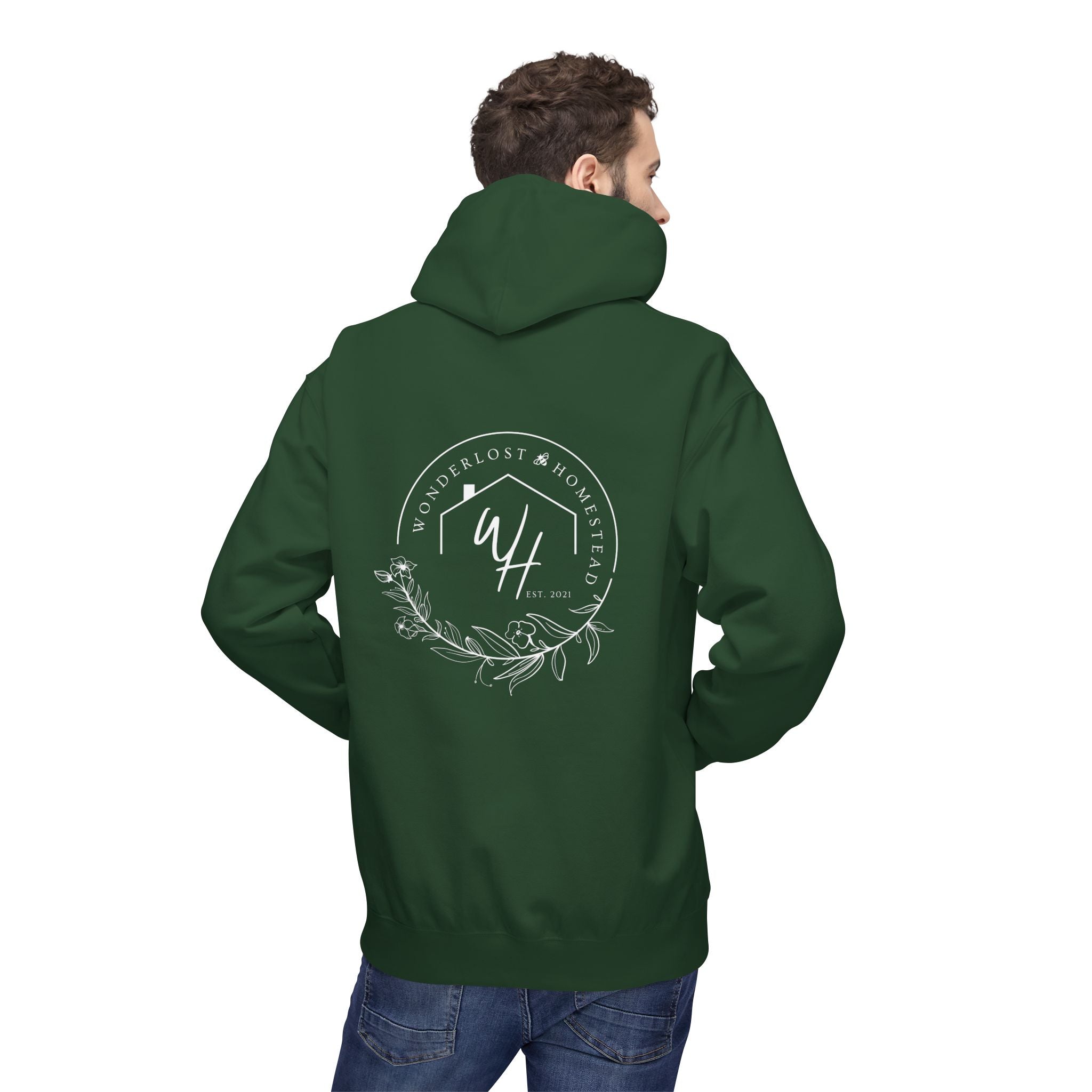 Unisex Hoodie, White Logo (Front/Back Designs)