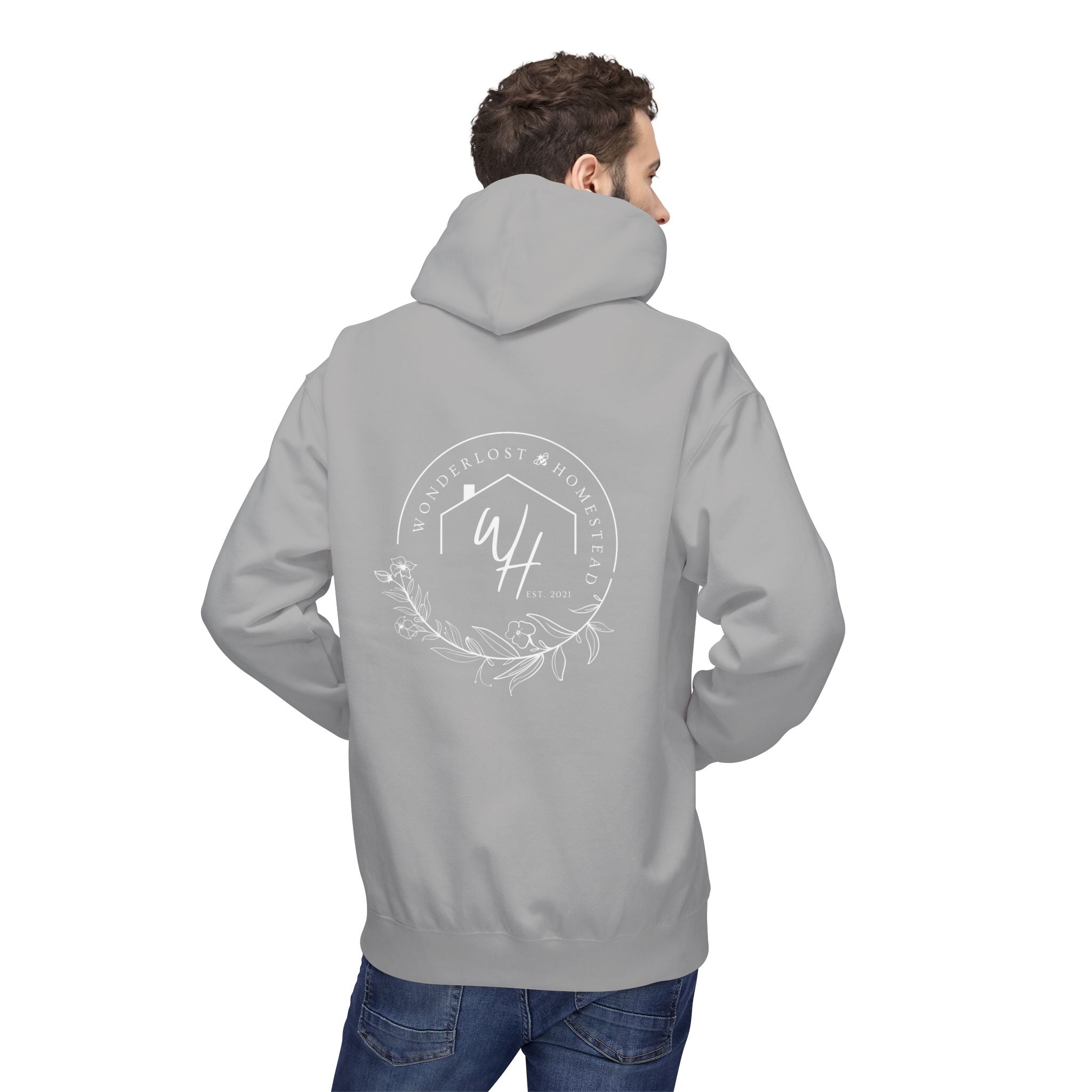 Unisex Hoodie, White Logo (Front/Back Designs)