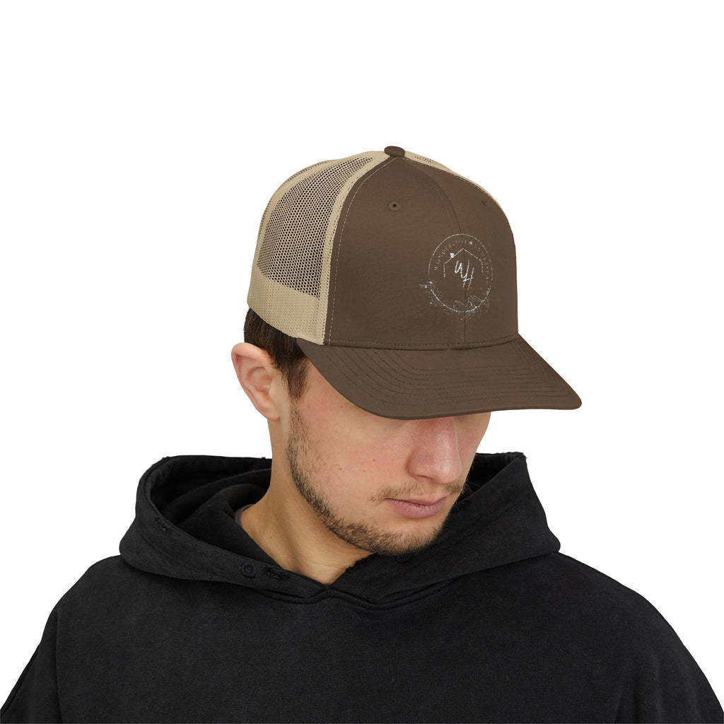 Snapback Trucker Cap, White Logo