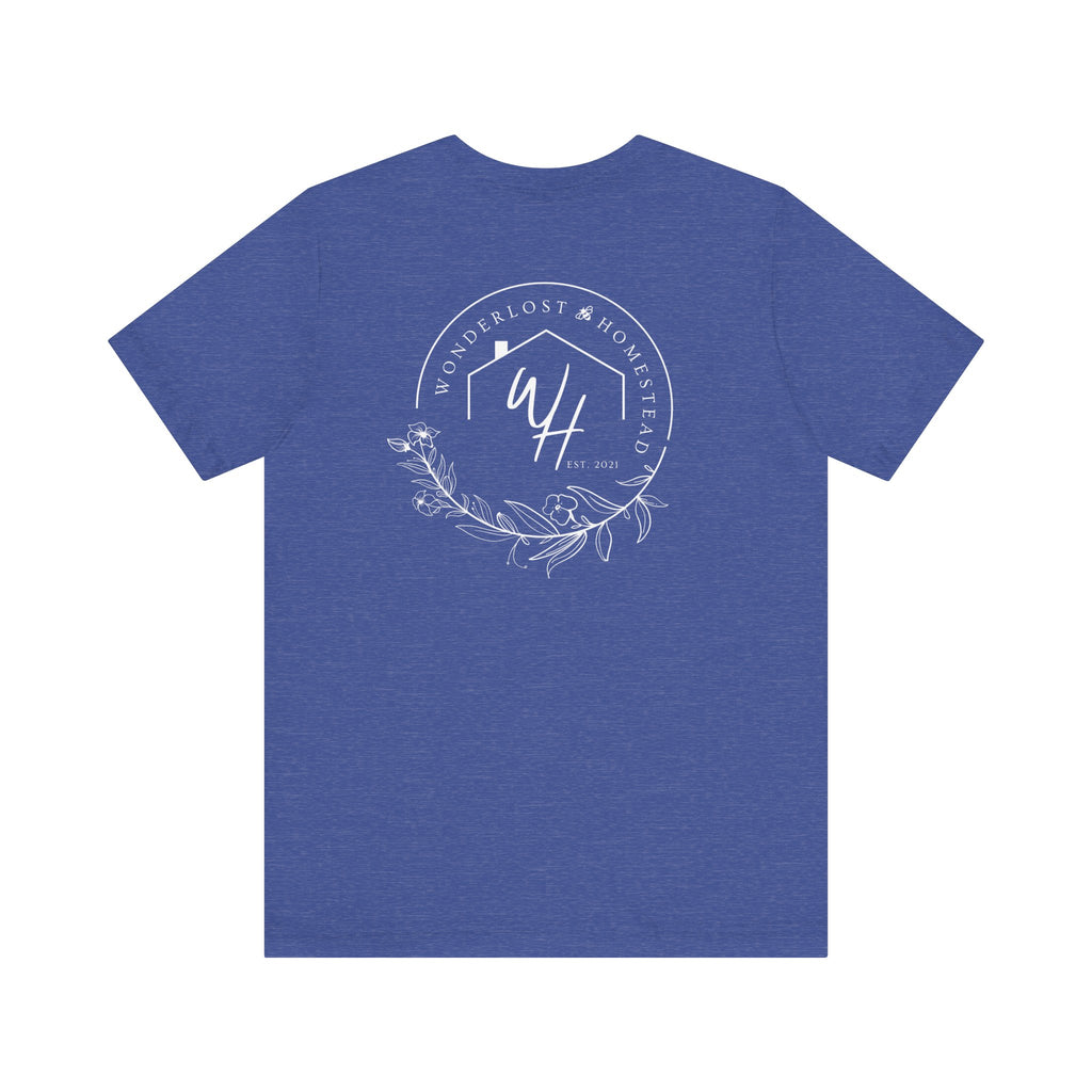 Unisex Short Sleeve T-Shirt, White Logo (Front/Back Designs)