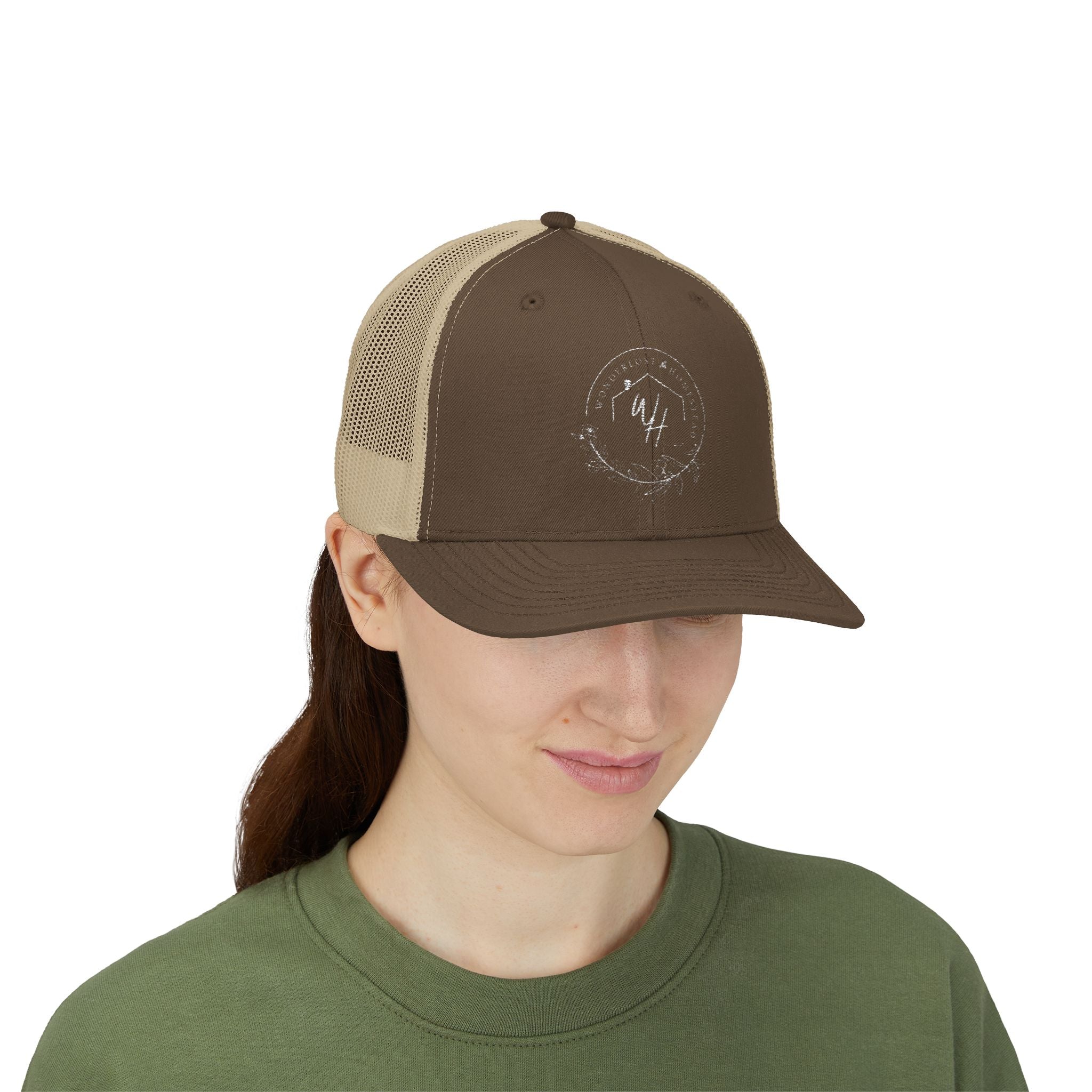Snapback Trucker Cap, White Logo