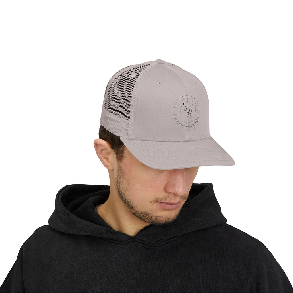 Snapback Trucker Cap, Black Logo
