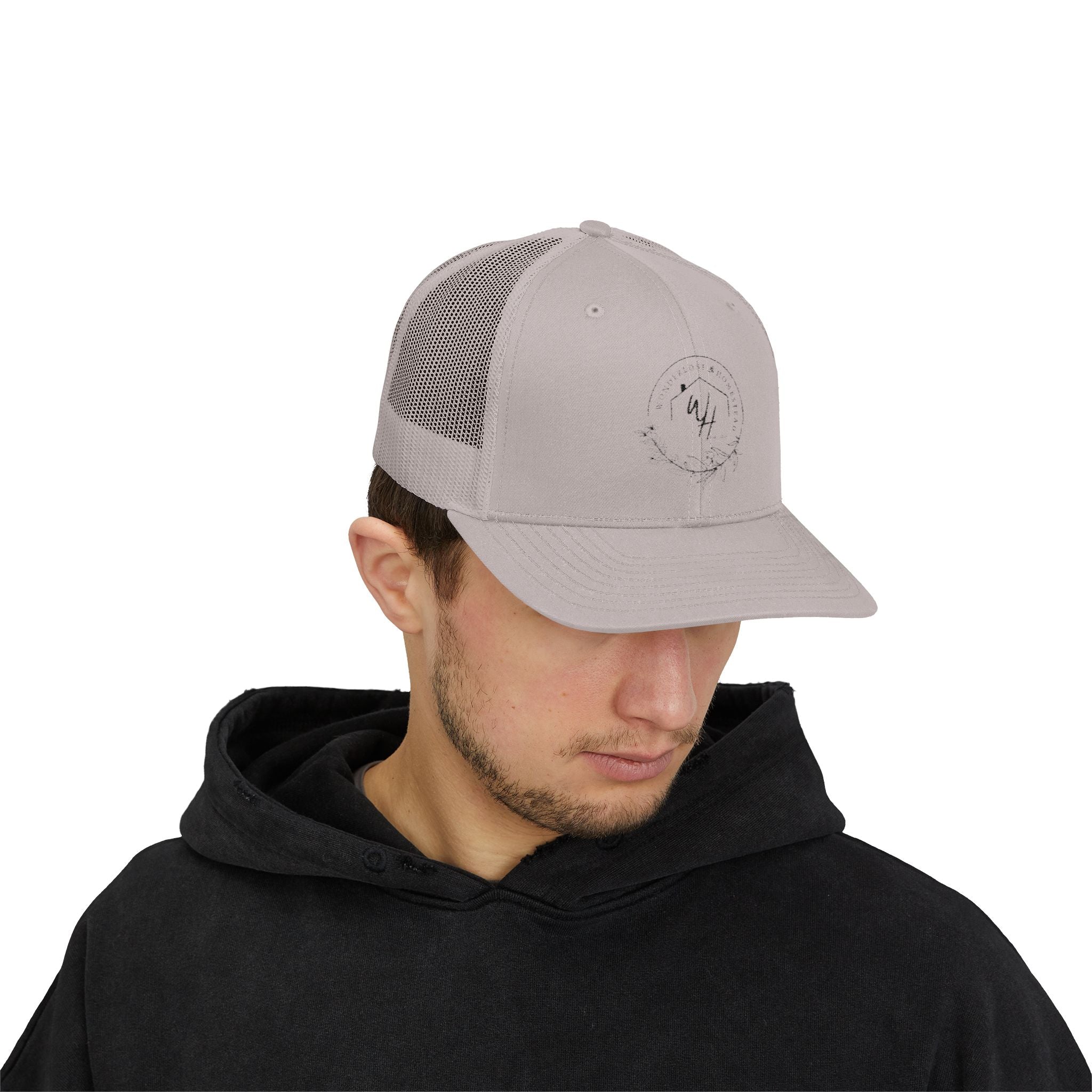 Snapback Trucker Cap, Black Logo