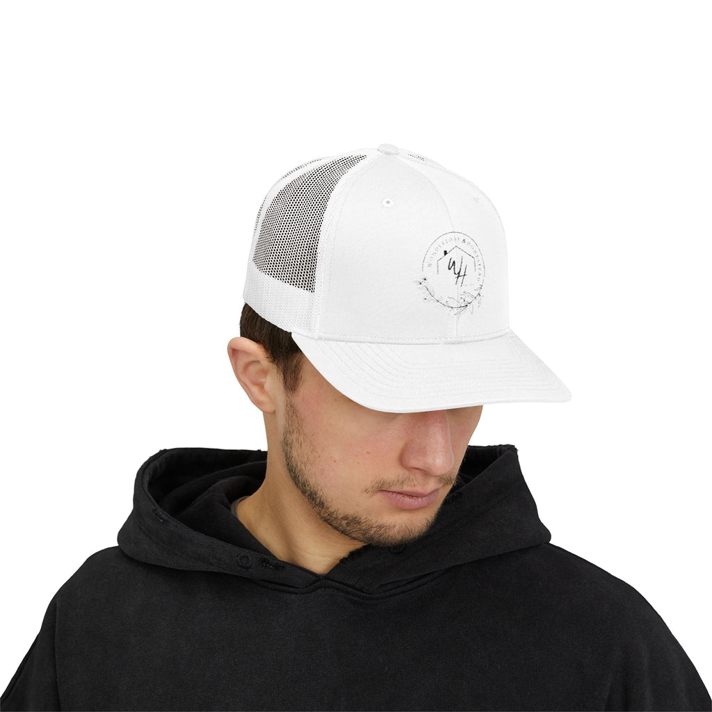 Snapback Trucker Cap, Black Logo