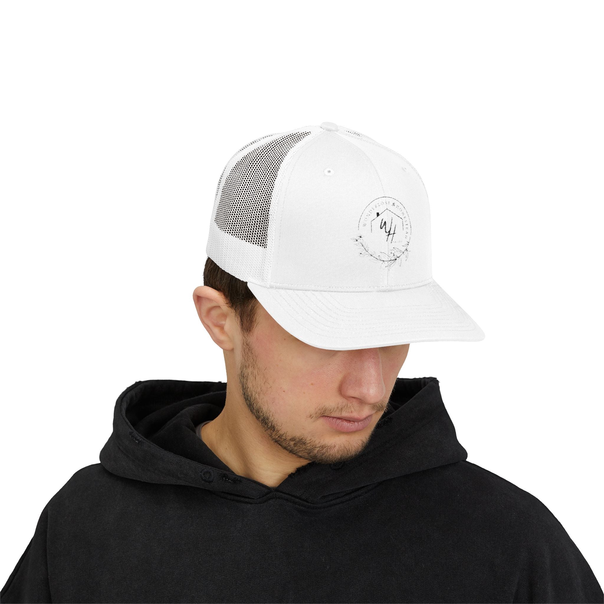Snapback Trucker Cap, Black Logo