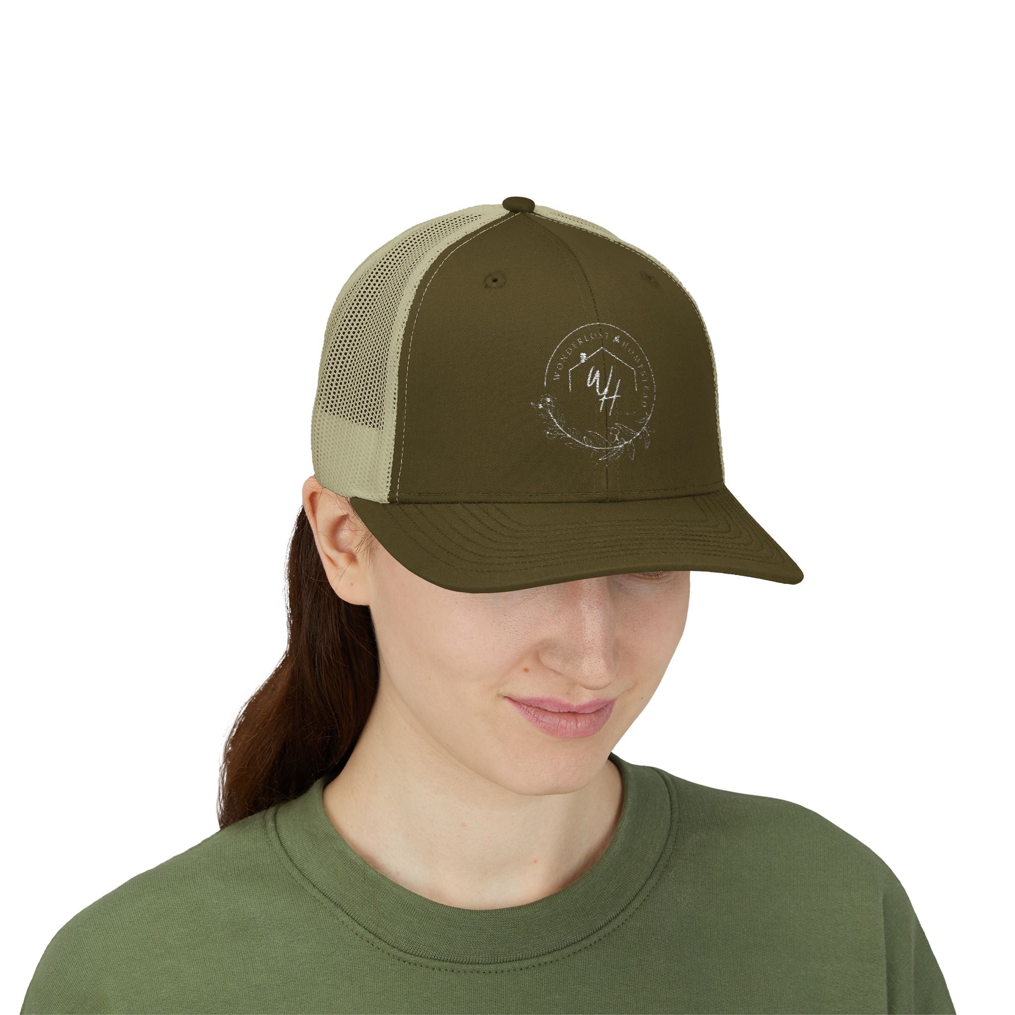 Snapback Trucker Cap, White Logo