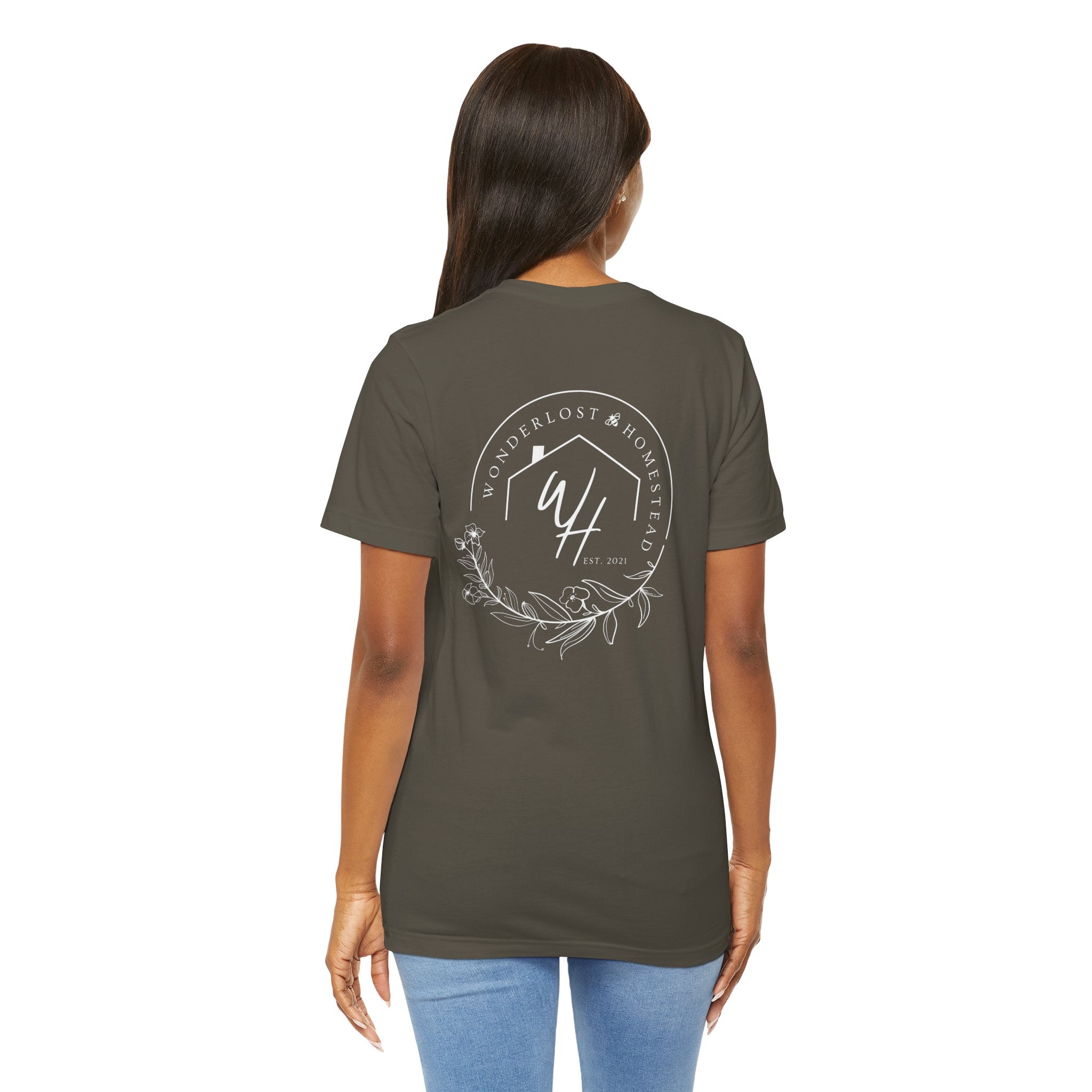 Unisex Short Sleeve T-Shirt, White Logo (Front/Back Designs)