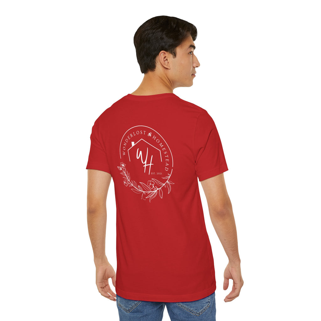 Unisex Short Sleeve T-Shirt, White Logo (Front/Back Designs)