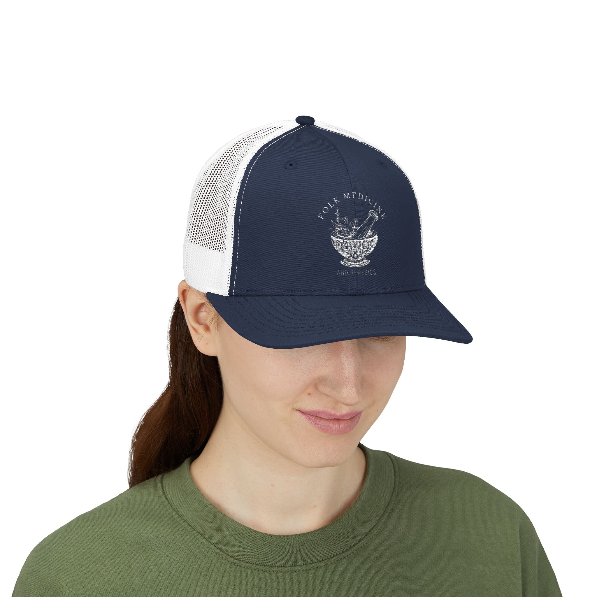 Snapback Trucker Cap, White Logo