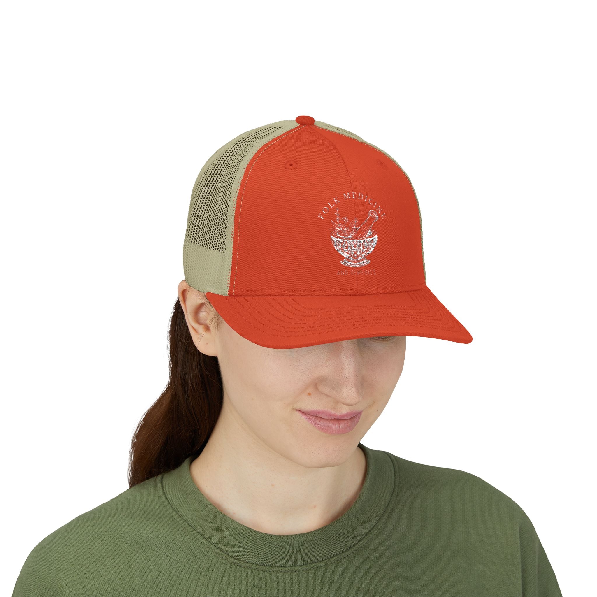 Snapback Trucker Cap, White Logo