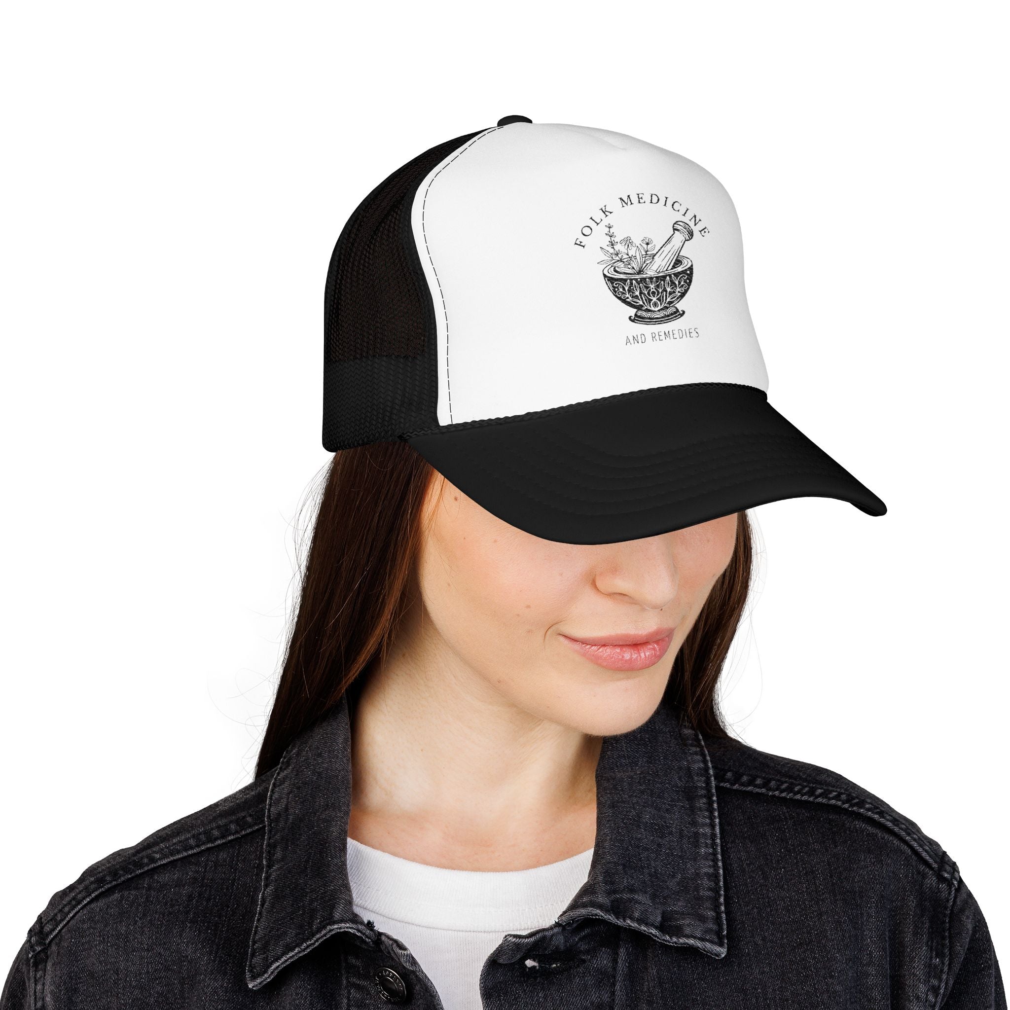 Foam Trucker Hat, Black Logo