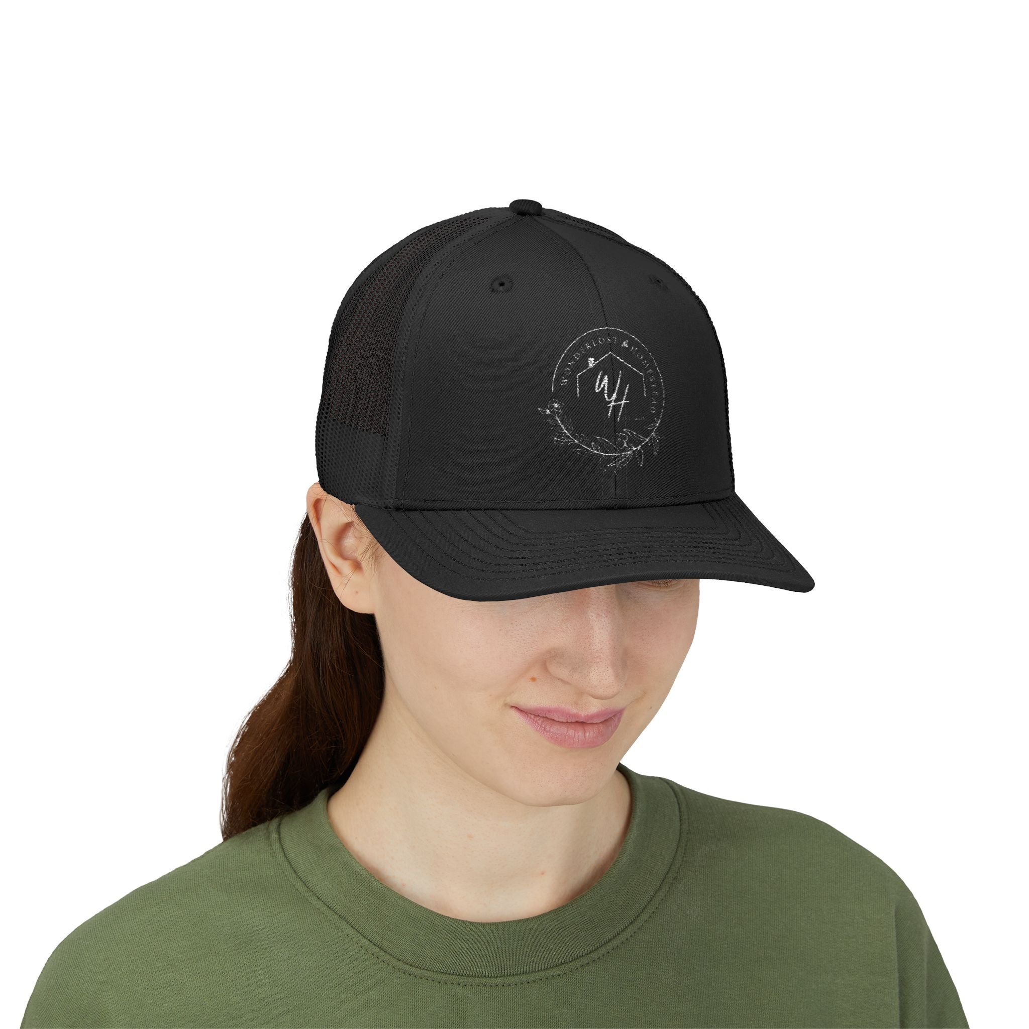 Snapback Trucker Cap, White Logo