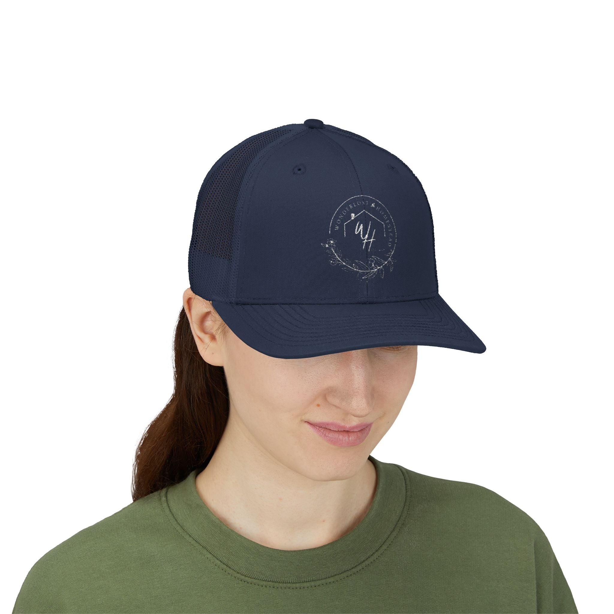 Snapback Trucker Cap, White Logo