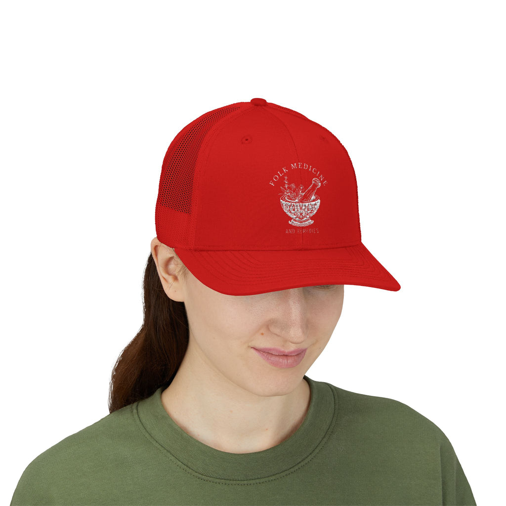 Snapback Trucker Cap, White Logo