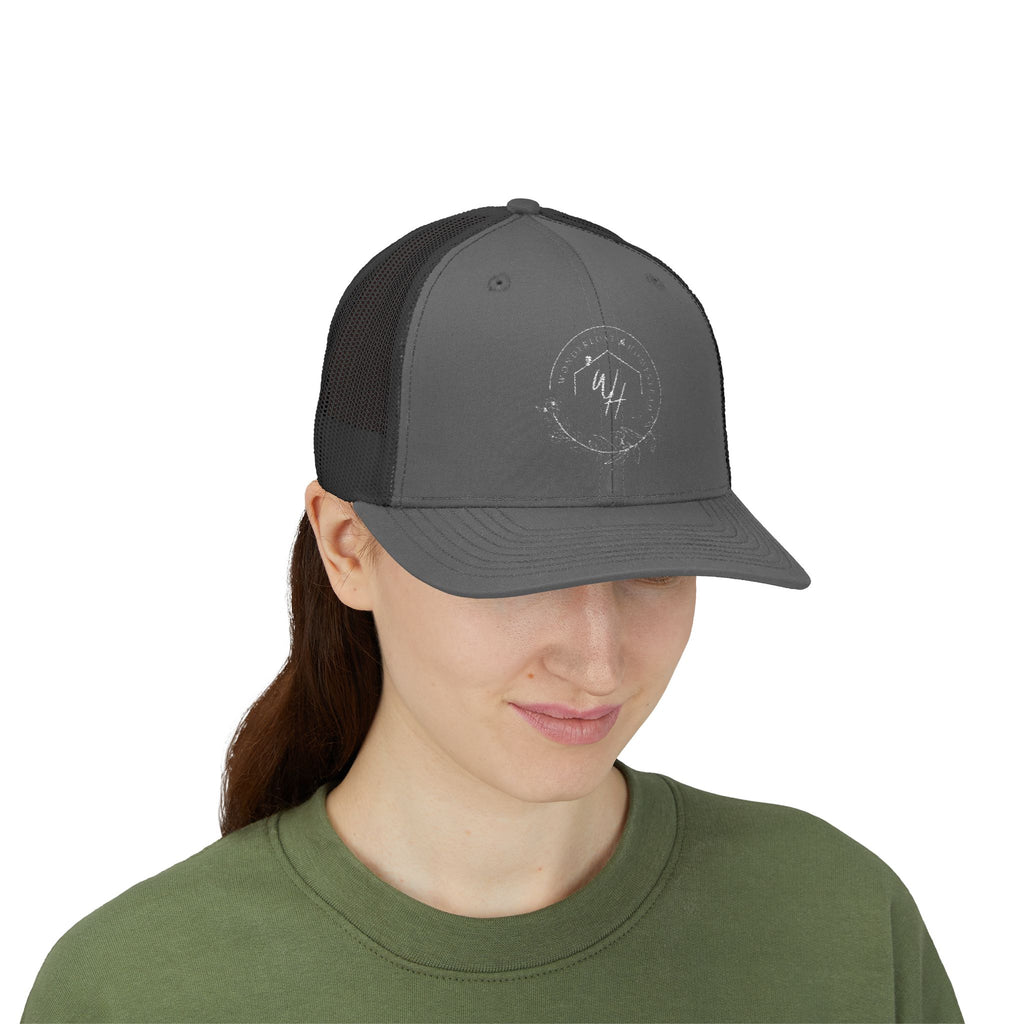 Snapback Trucker Cap, White Logo