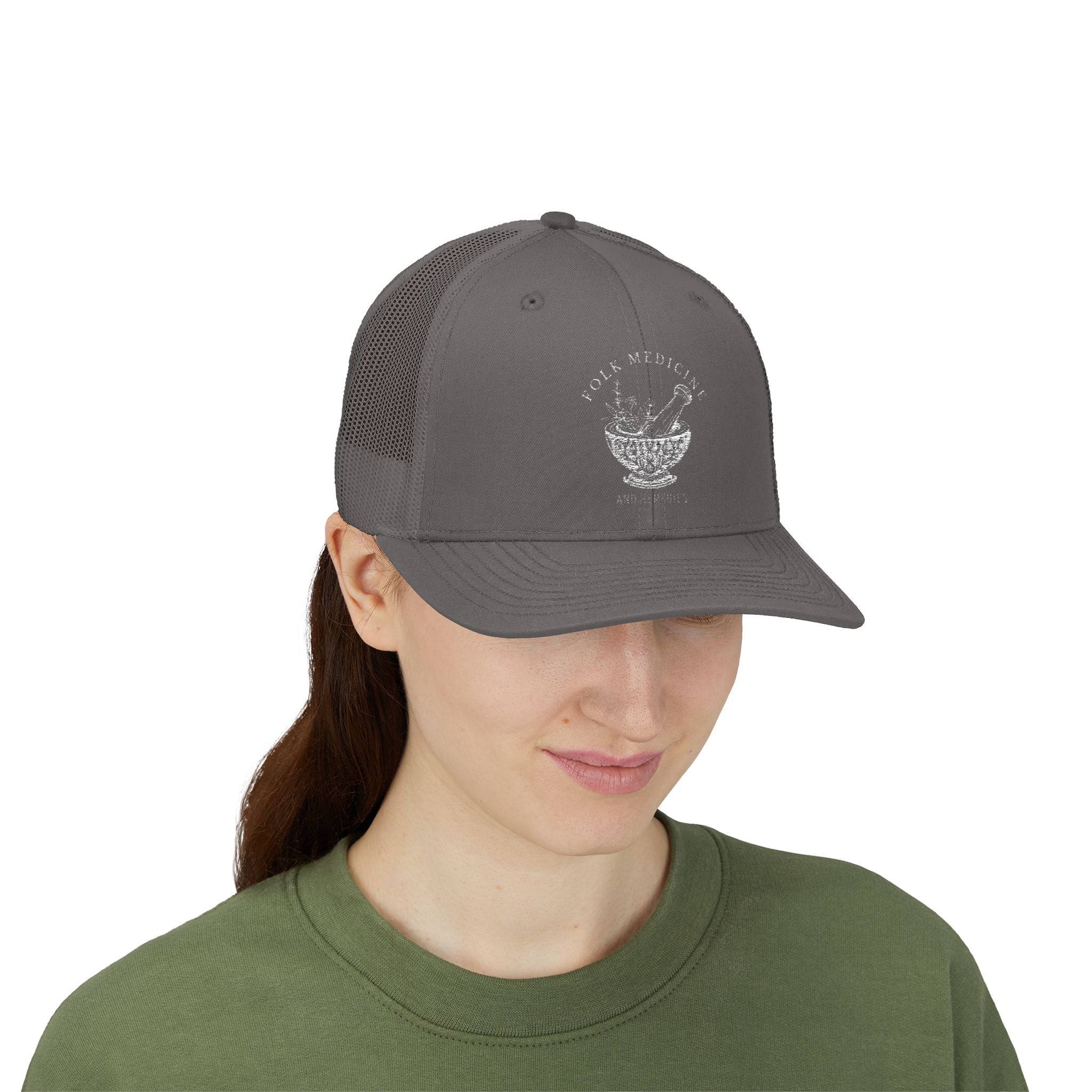 Snapback Trucker Cap, White Logo